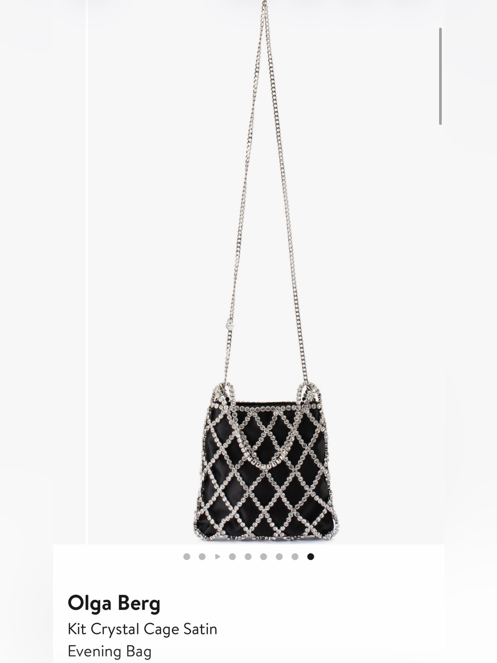 Olga Berg Black Satin Crossbody with Crystal Cage
